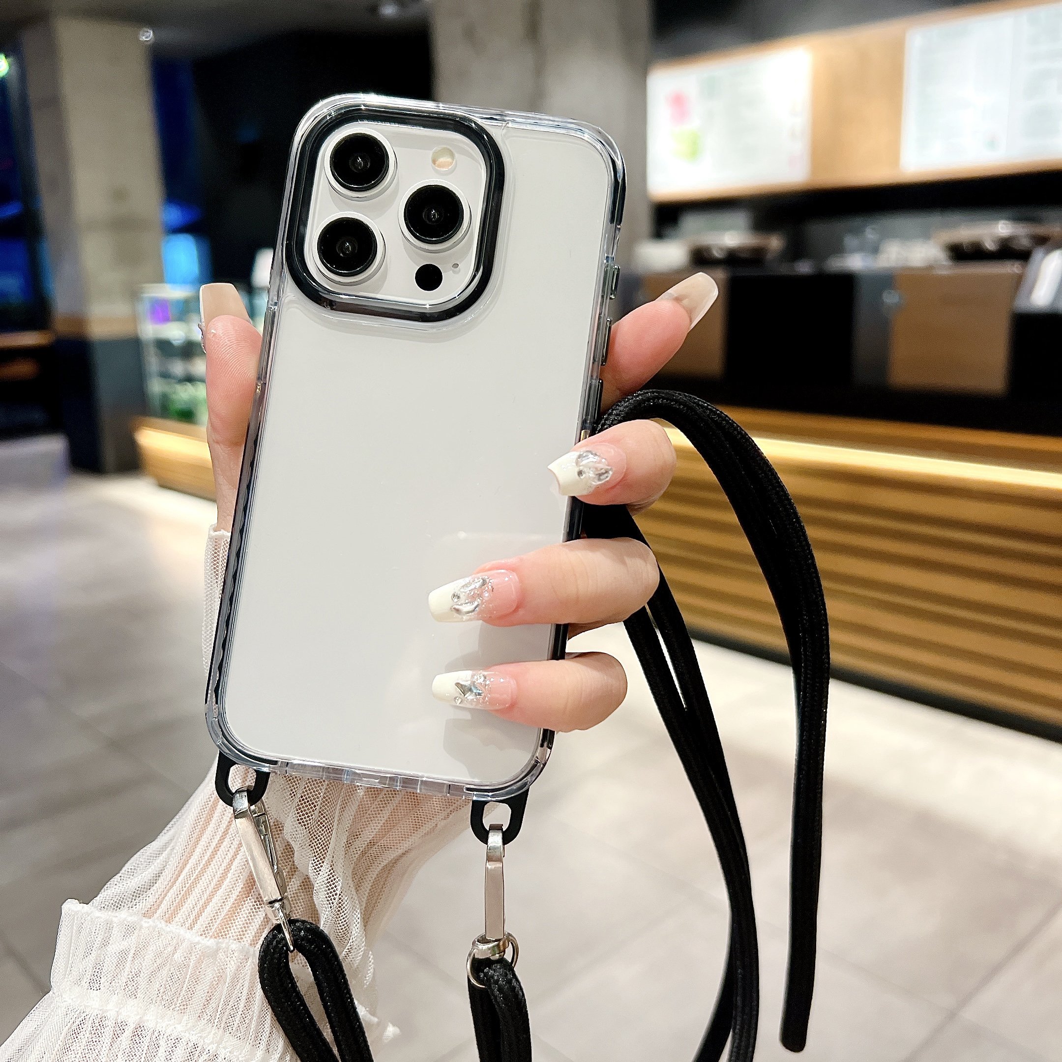 Tpu Silicone Cross Body Necklace Case Cover For Samsung S21 Ultra Case, Silicone Shock Proof Case For Iphone 14 13 12 11 Xr Xs M