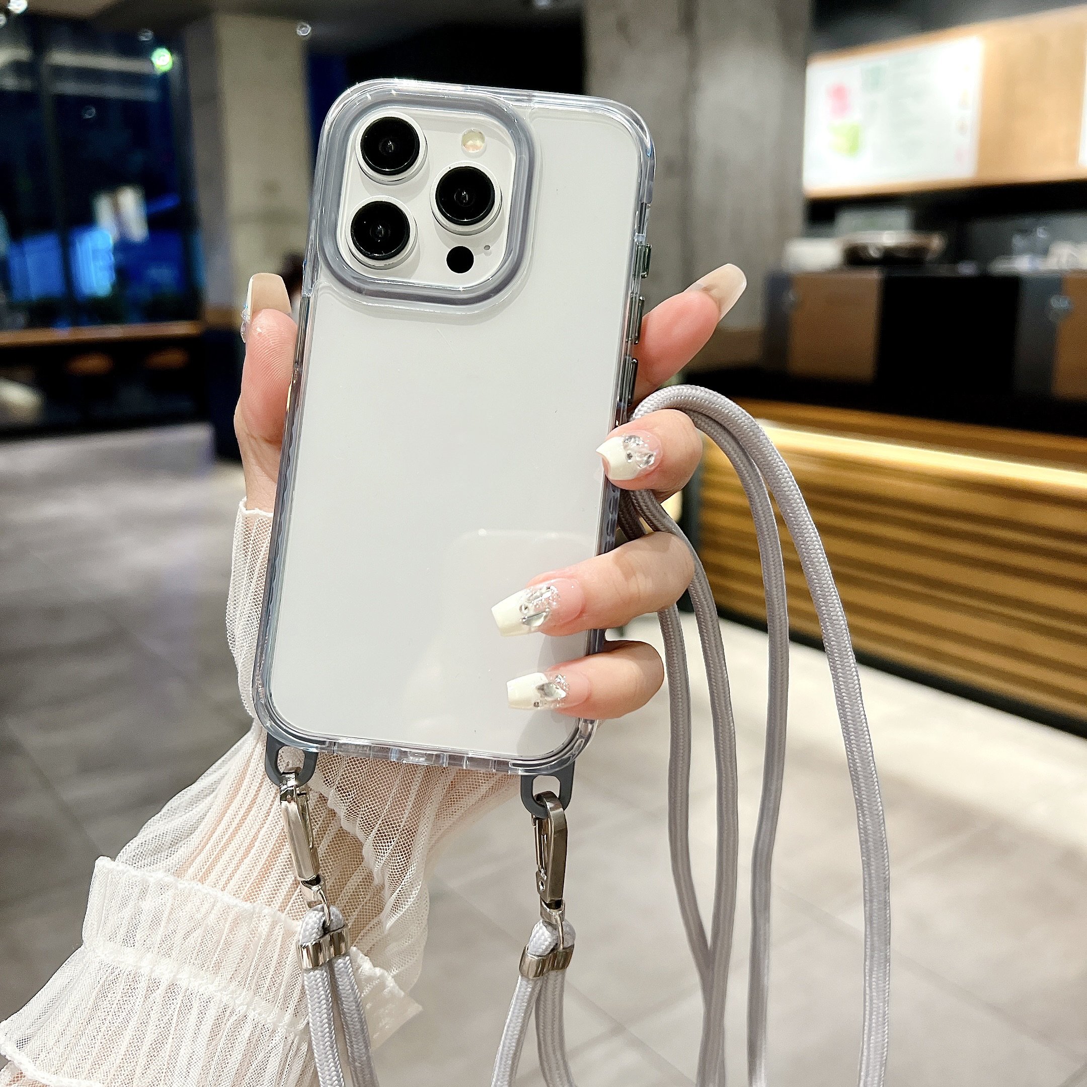 Tpu Silicone Cross Body Necklace Case Cover For Samsung S21 Ultra Case, Silicone Shock Proof Case For Iphone 14 13 12 11 Xr Xs M