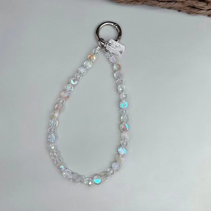 Colorful Crystal Keychain for Women Mobile Phone Daily Chain Jewelry Girls Bag Accessories Sparkle cellphone Case wrist strap