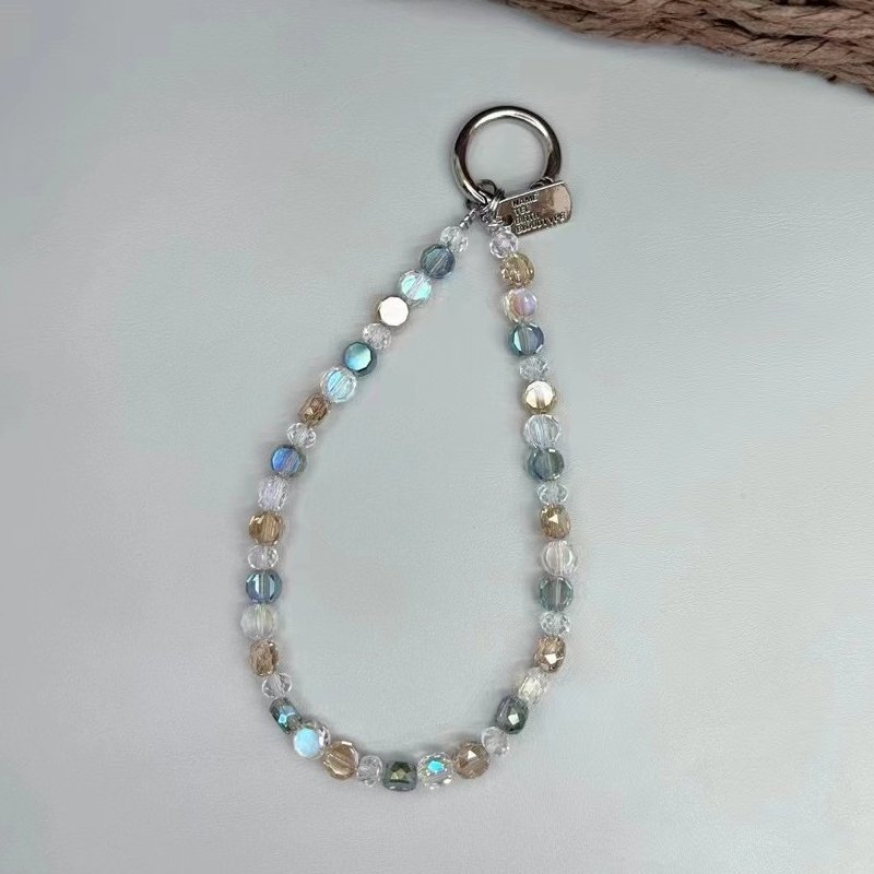 Colorful Crystal Keychain for Women Mobile Phone Daily Chain Jewelry Girls Bag Accessories Sparkle cellphone Case wrist strap
