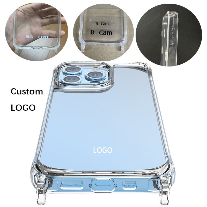 Hot Transparent Mobile Phone Case With Holder Hanging Chain Strap Camera Protector TPU Clear Cell Phone Case For IPhone Samsung