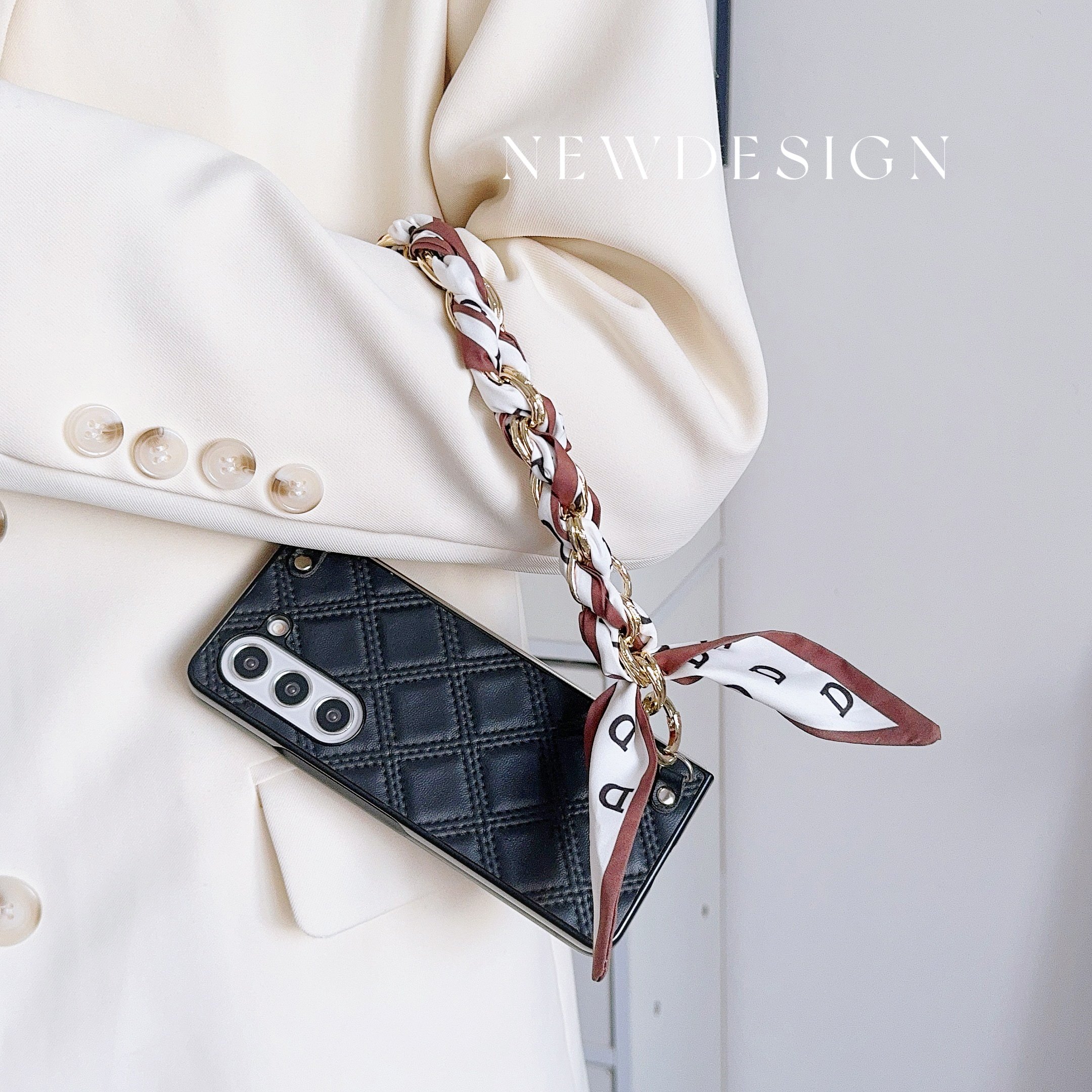 2024 Shockproof and Waterproof Phone Case with Silk Scarf Phone Strap for Galaxy ZFold 6 5 4 3 Xiaomi Fold 3