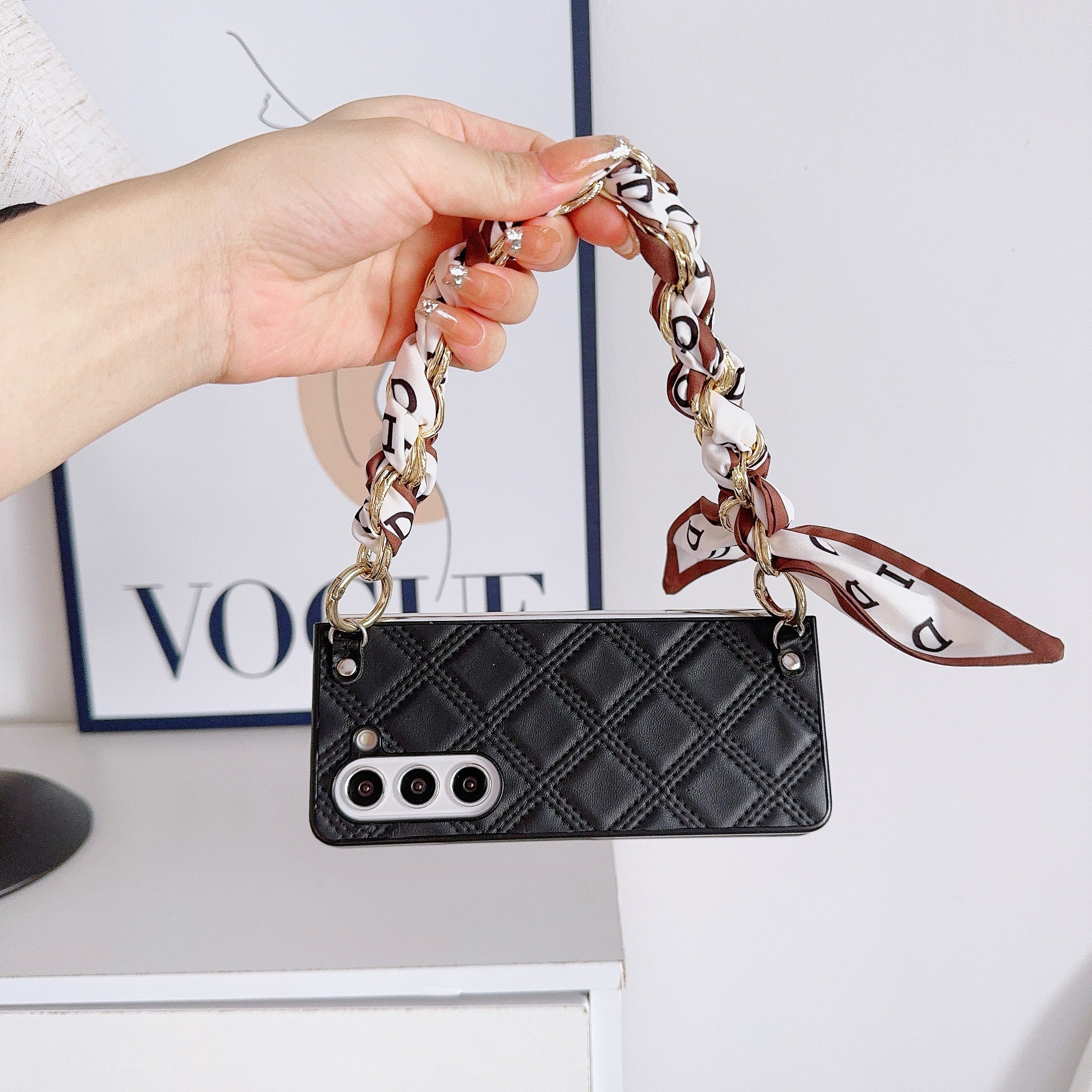 2024 Shockproof and Waterproof Phone Case with Silk Scarf Phone Strap for Galaxy ZFold 6 5 4 3 Xiaomi Fold 3