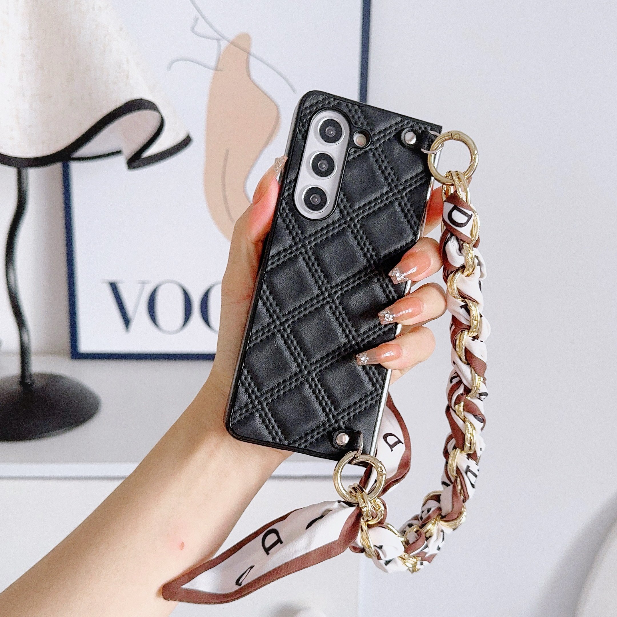 2024 Shockproof and Waterproof Phone Case with Silk Scarf Phone Strap for Galaxy ZFold 6 5 4 3 Xiaomi Fold 3