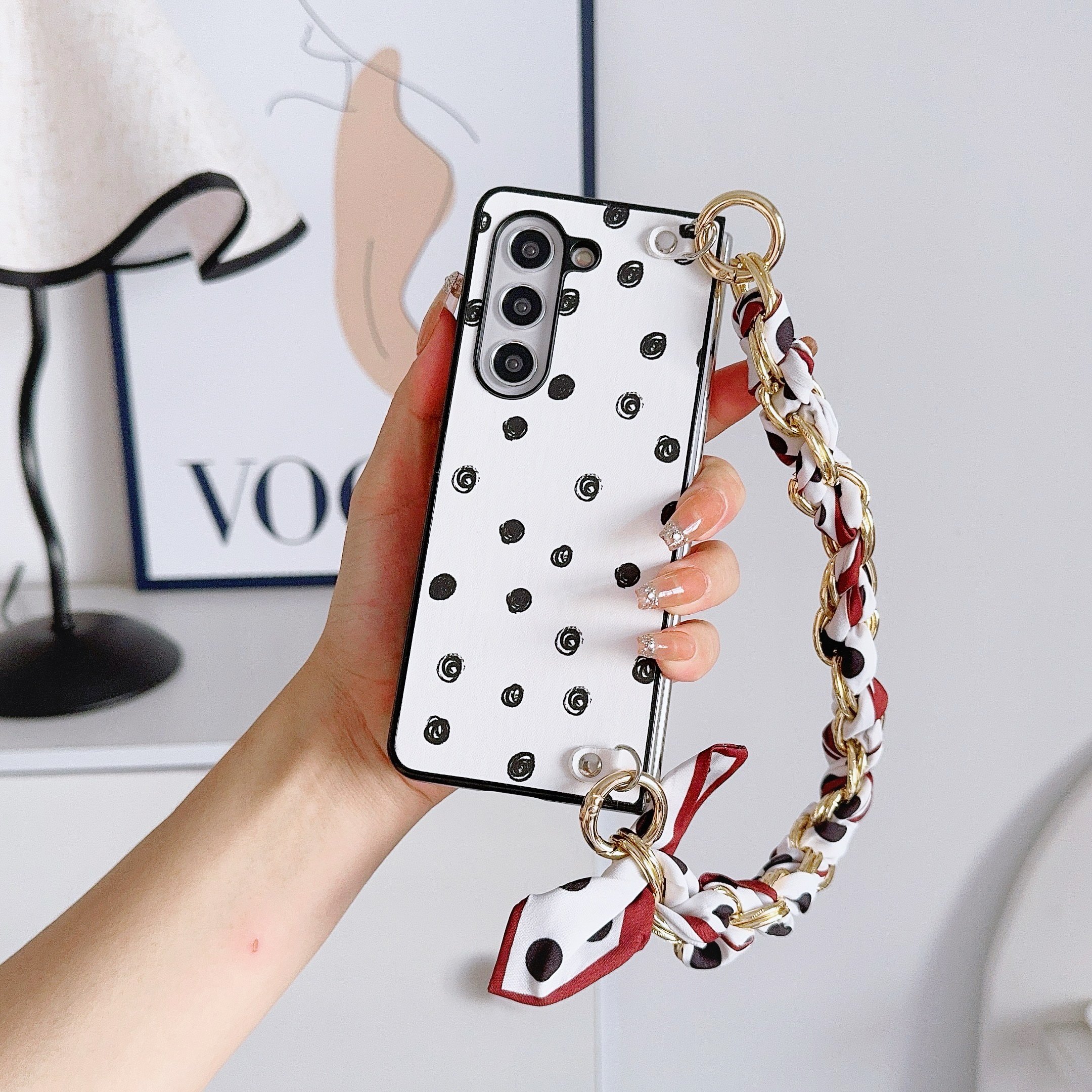 2024 Shockproof and Waterproof Phone Case with Silk Scarf Phone Strap for Galaxy ZFold 6 5 4 3 Xiaomi Fold 3
