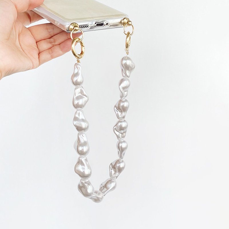 Irregular Pearls Mobile Phone Holder Strap Lanyard Cellphone Case Gift Cell Phone Wrist Strap Beaded Cell Phone Strap Beads