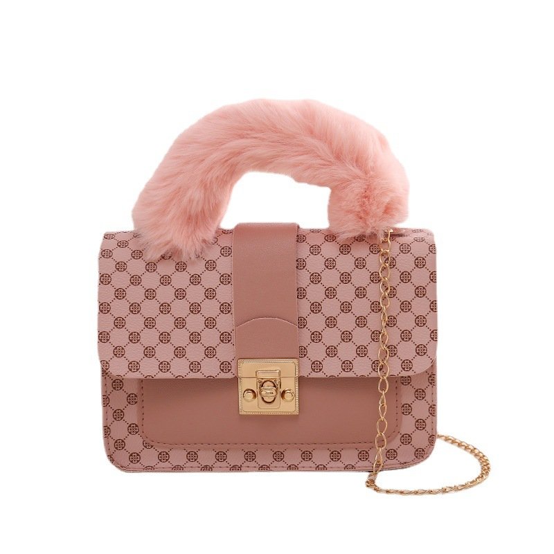 Luxury Winter Sheep Wool PU Mini Custom Shoulder Chain Mobile Phone Bag Ladies Handbag Single Strap Fashionable Small Square