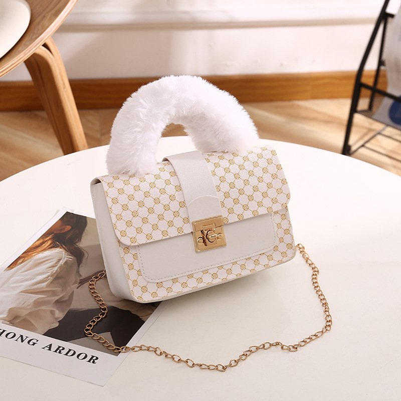 Luxury Winter Sheep Wool PU Mini Custom Shoulder Chain Mobile Phone Bag Ladies Handbag Single Strap Fashionable Small Square