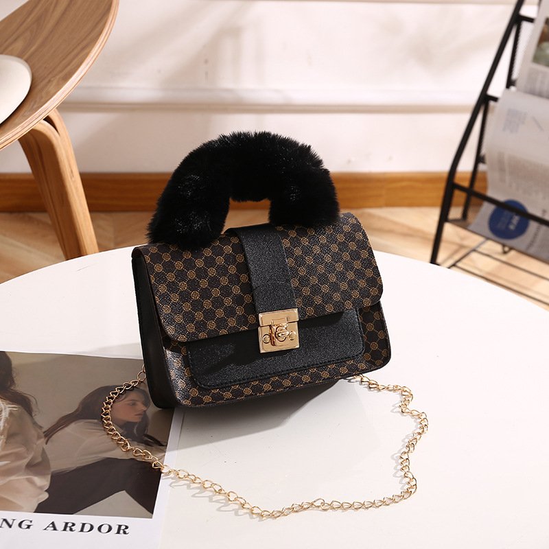 Luxury Winter Sheep Wool PU Mini Custom Shoulder Chain Mobile Phone Bag Ladies Handbag Single Strap Fashionable Small Square