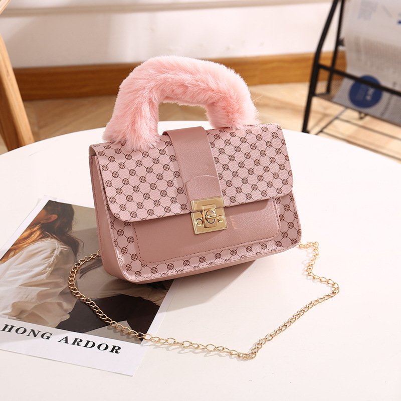 Luxury Winter Sheep Wool PU Mini Custom Shoulder Chain Mobile Phone Bag Ladies Handbag Single Strap Fashionable Small Square