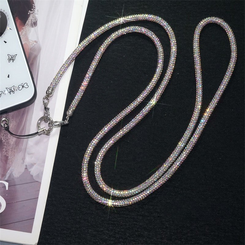 Premium Full Diamond Design Crossbody Mobile Phone Rhinestone Lanyard Colorful Anti-loss Long Neck Strap Accessories