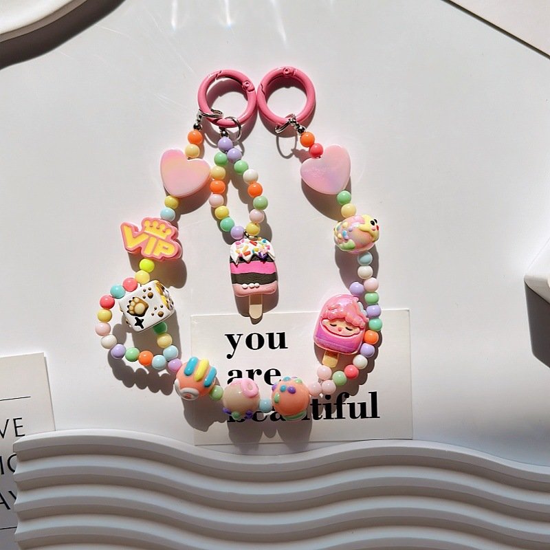 Lilangda Hanging Cord CellPhone Strap Hand Drawn Beads Gift Mobile Chain Lanyard Anti-lost Carabiner Phonechain for Mobile Phone
