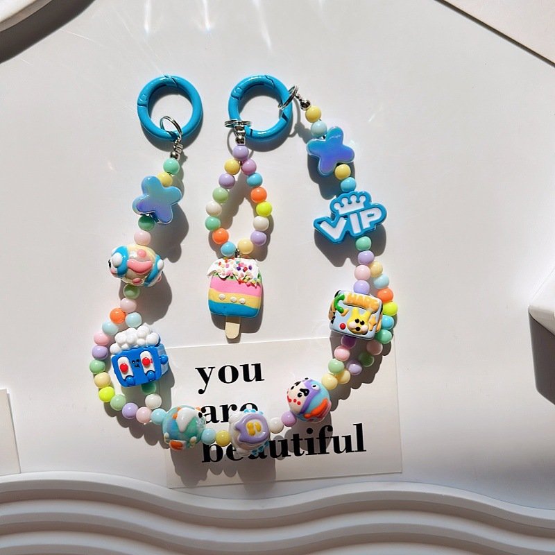 Lilangda Hanging Cord CellPhone Strap Hand Drawn Beads Gift Mobile Chain Lanyard Anti-lost Carabiner Phonechain for Mobile Phone