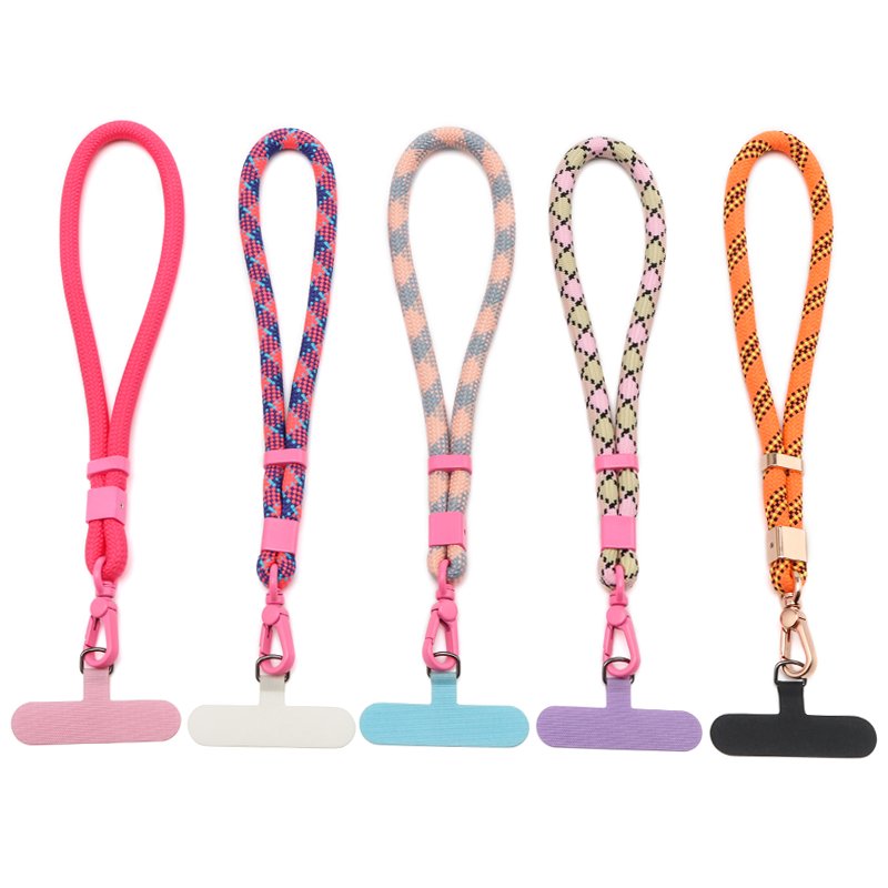 Anti Lost Universal Short Wrist Rope With Patch Tab Polyester Colorful Wrist Hand Strap Rope Phone Case Lanyard