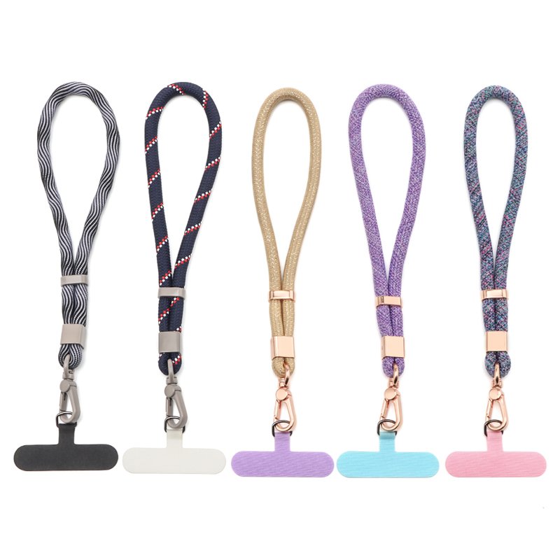 Anti Lost Universal Short Wrist Rope With Patch Tab Polyester Colorful Wrist Hand Strap Rope Phone Case Lanyard