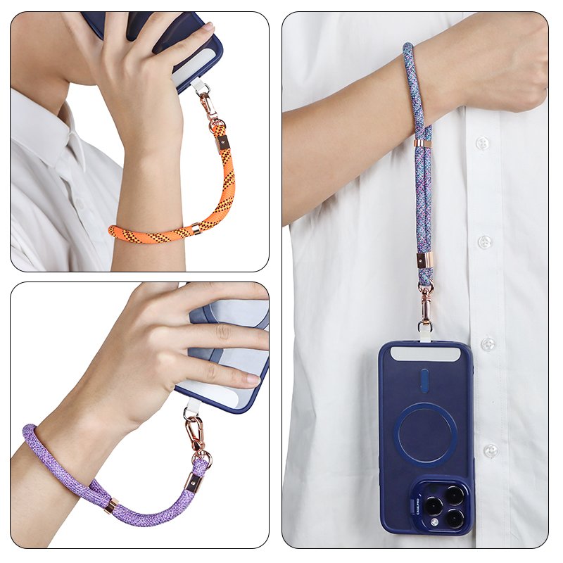 Anti Lost Universal Short Wrist Rope With Patch Tab Polyester Colorful Wrist Hand Strap Rope Phone Case Lanyard