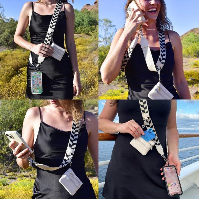 Hot Sales Polyester Crossbody Phone Lanyard with Zipper Wallet Custom New Durable Mobile Universal Cell Phone Purse Strap