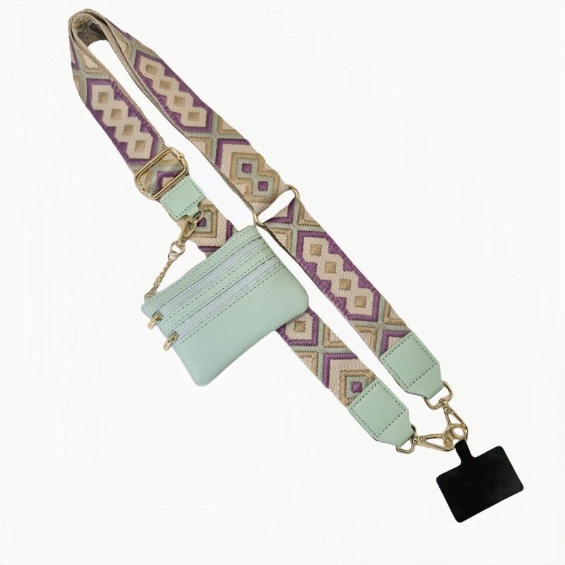 Hot Sales Polyester Crossbody Phone Lanyard with Zipper Wallet Custom New Durable Mobile Universal Cell Phone Purse Strap