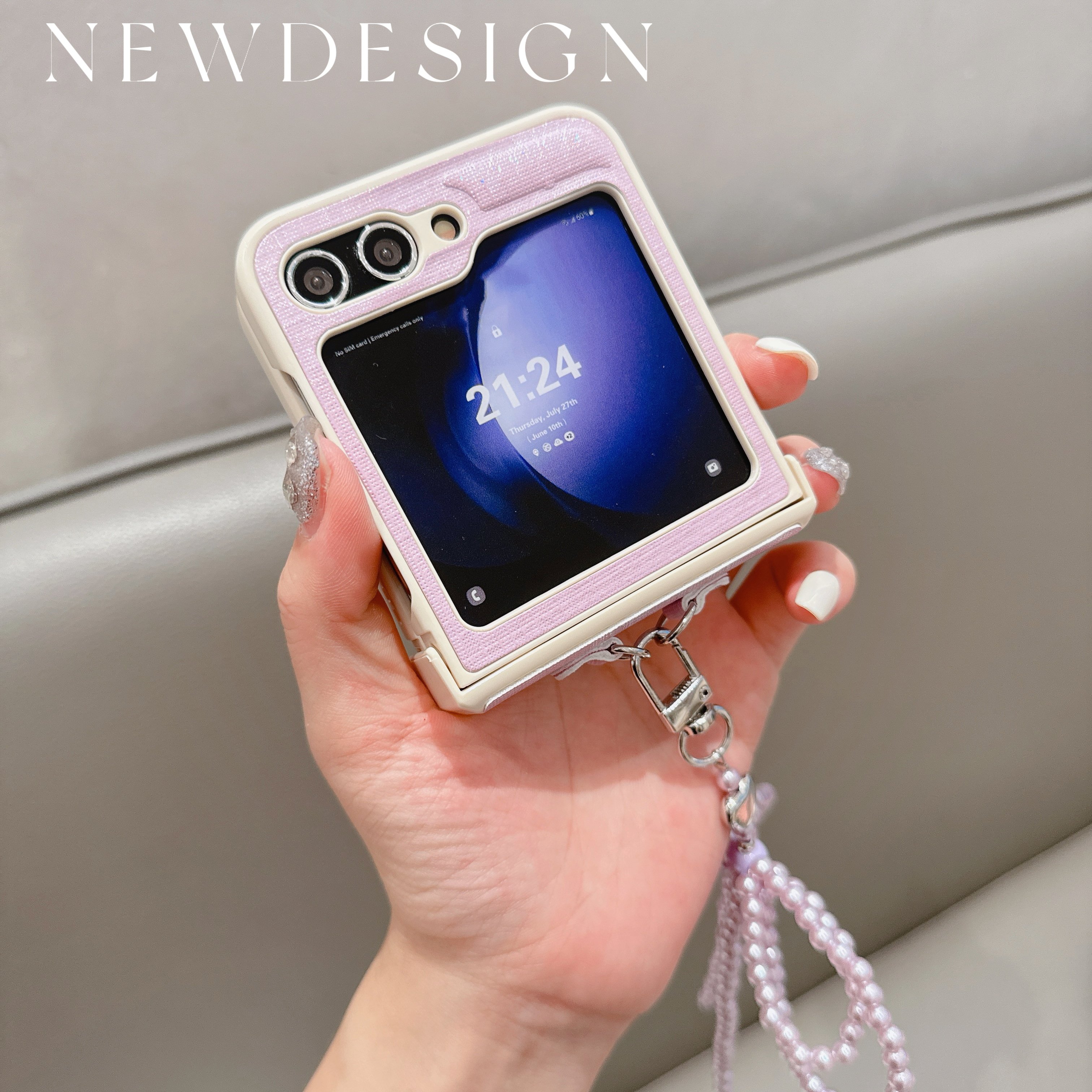 Butterfly Beaded Chain Bracelet Mobile Phone Cases for Samsung Galaxy ZFLIP 6 5 4 3 Vivo XFLIP