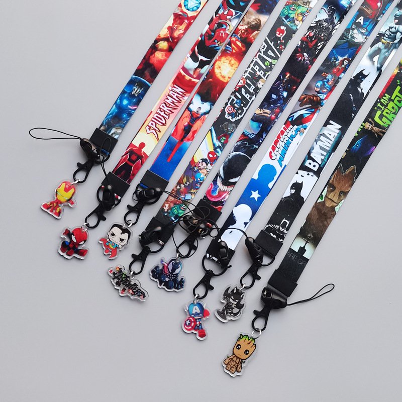 Wholesale Custom Cartoon Polyester Neck Strap Mobile Phone Personalized Lanyards with Pendant
