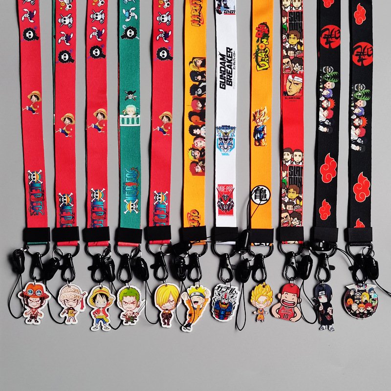 Wholesale Custom Cartoon Polyester Neck Strap Mobile Phone Personalized Lanyards with Pendant