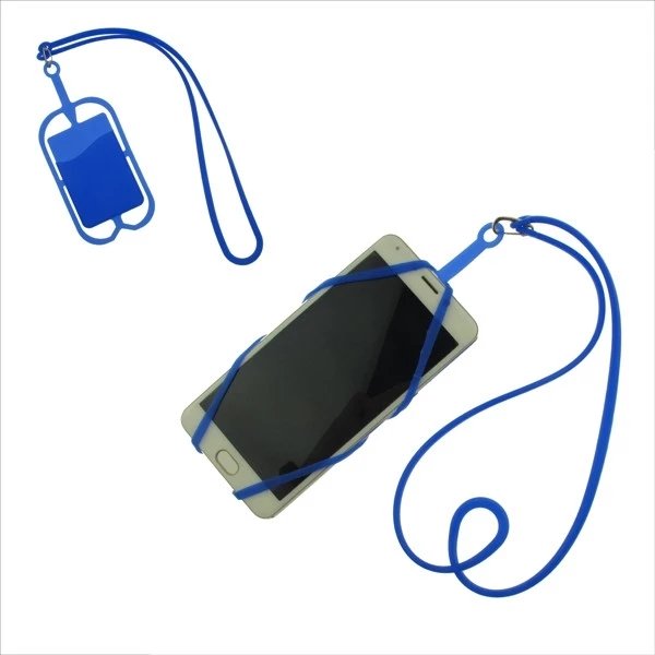 Customized Logo Silicone Mobile Cell Phone Lanyards Neck Strap Holder Pouch with card slot Necklace Sling for Smartphone