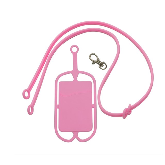 Customized Logo Silicone Mobile Cell Phone Lanyards Neck Strap Holder Pouch with card slot Necklace Sling for Smartphone