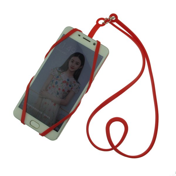 Customized Logo Silicone Mobile Cell Phone Lanyards Neck Strap Holder Pouch with card slot Necklace Sling for Smartphone