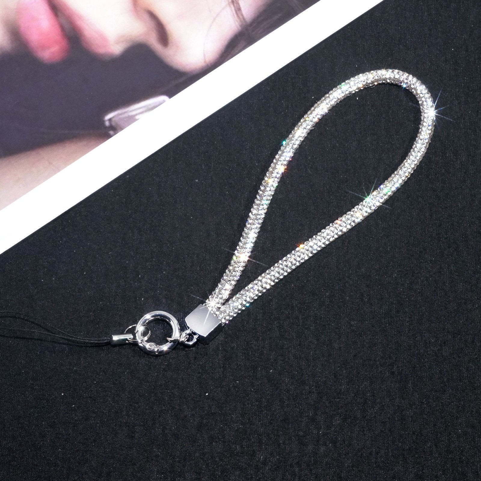 Short Wrist Style Rhinestone Pendant Mobile Phone Lanyard Full Diamond Pendant Colorful Long Neck Strap Anti Loss Sling