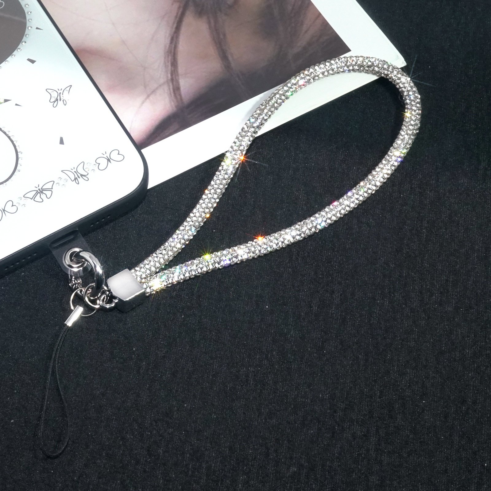 Short Wrist Style Rhinestone Pendant Mobile Phone Lanyard Full Diamond Pendant Colorful Long Neck Strap Anti Loss Sling