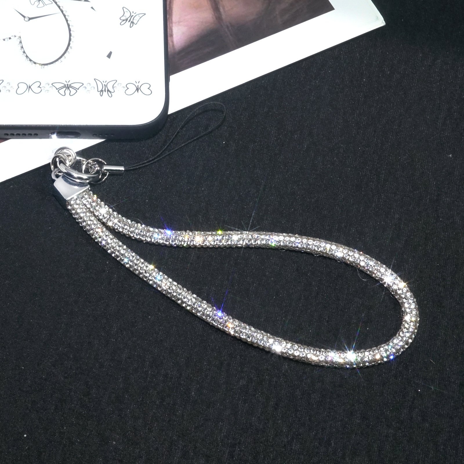 Short Wrist Style Rhinestone Pendant Mobile Phone Lanyard Full Diamond Pendant Colorful Long Neck Strap Anti Loss Sling