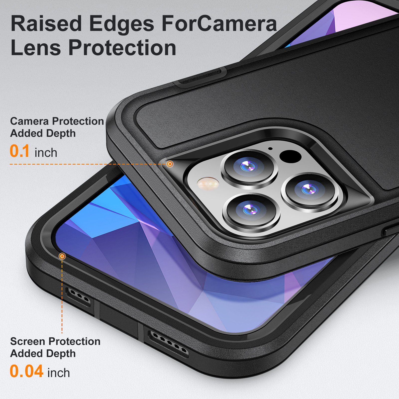 3 in 1 Phone Case with Front Protector for iPhone 16 Heavy Duty Armor Mobile Case for iPhone 14 15 Pro Shockproof Stand Cover