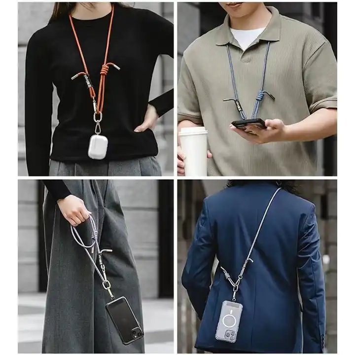 7mm Universal Adjustable Cell Phone Lanyard Detachable Polyester Crossbody Mobile Lanyard Necklace Wrist Strap + Phone Patch