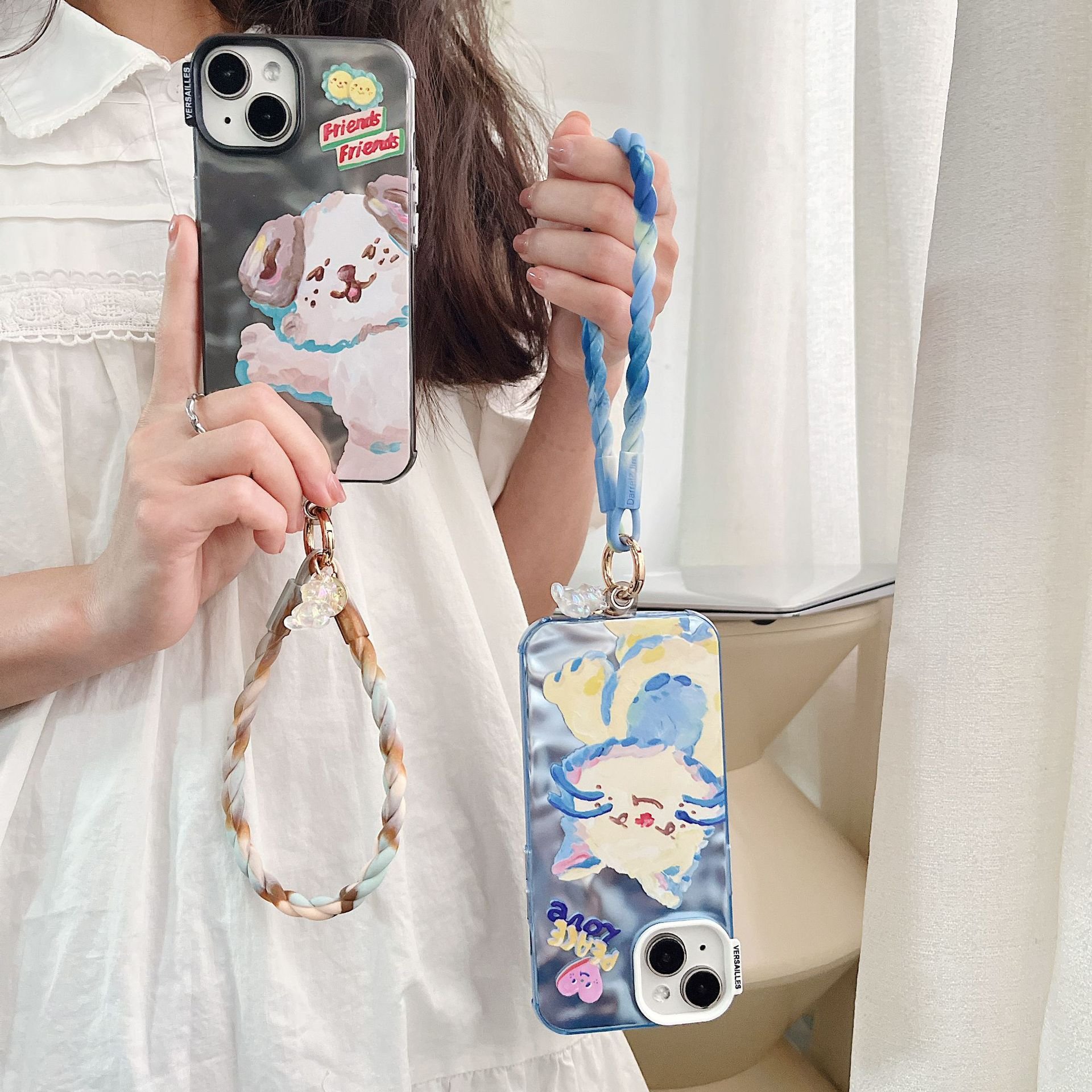 Gradient Silicone Elastic Mobile Phone Strap Hands-Free Wristlet Cell Phone Charm with Lanyard Tether Tab Keychain Bracelet