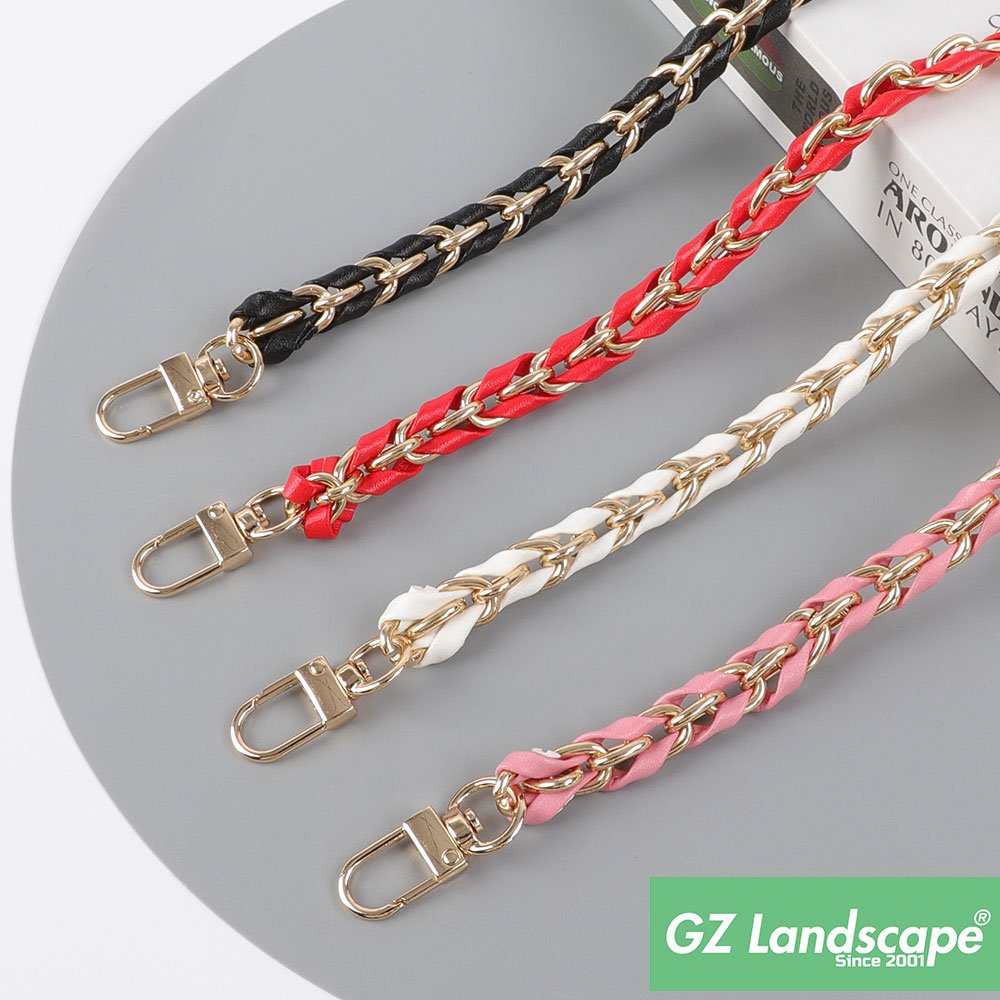 Replacement leather through link bags accessories metal gold chain shoulder phone lanyard crossbody metal chain