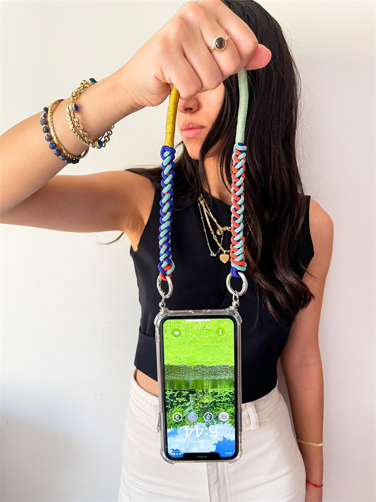 Personalized Custom Logo Braided Silk Neck Mobile Phone Charm Strap Cross Body Chain Strap for Cell Phone