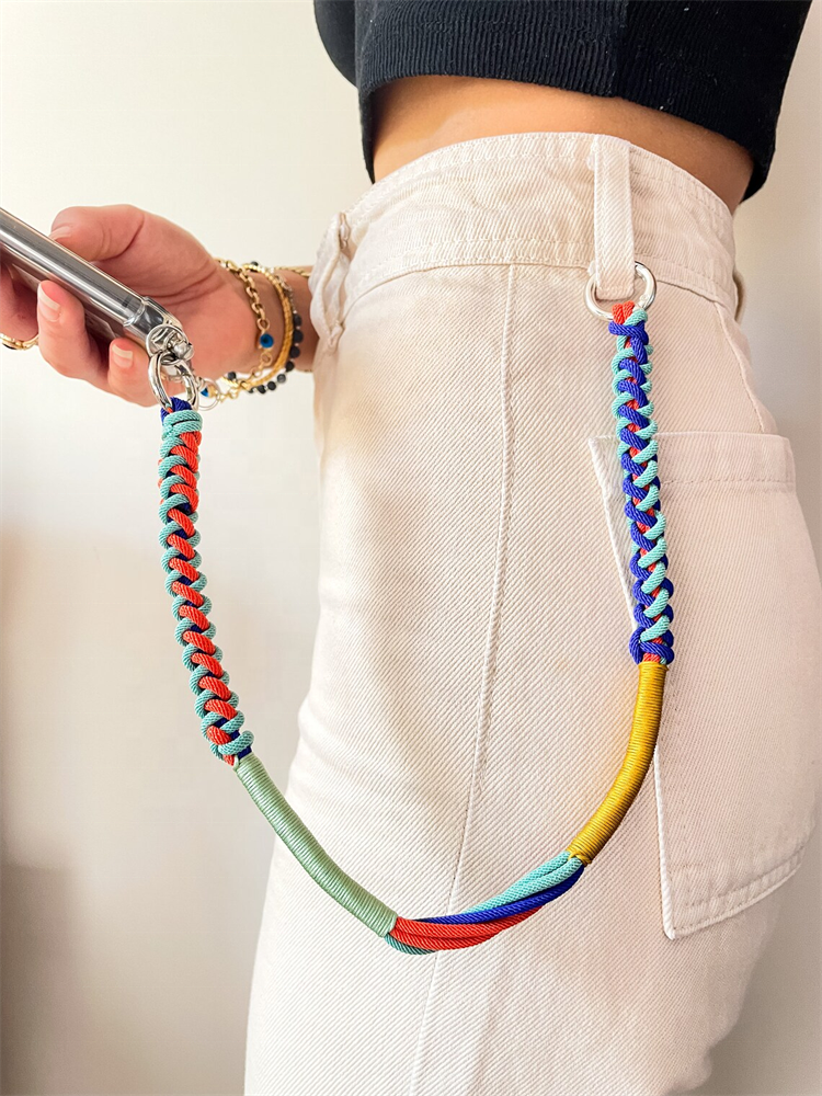Personalized Custom Logo Braided Silk Neck Mobile Phone Charm Strap Cross Body Chain Strap for Cell Phone
