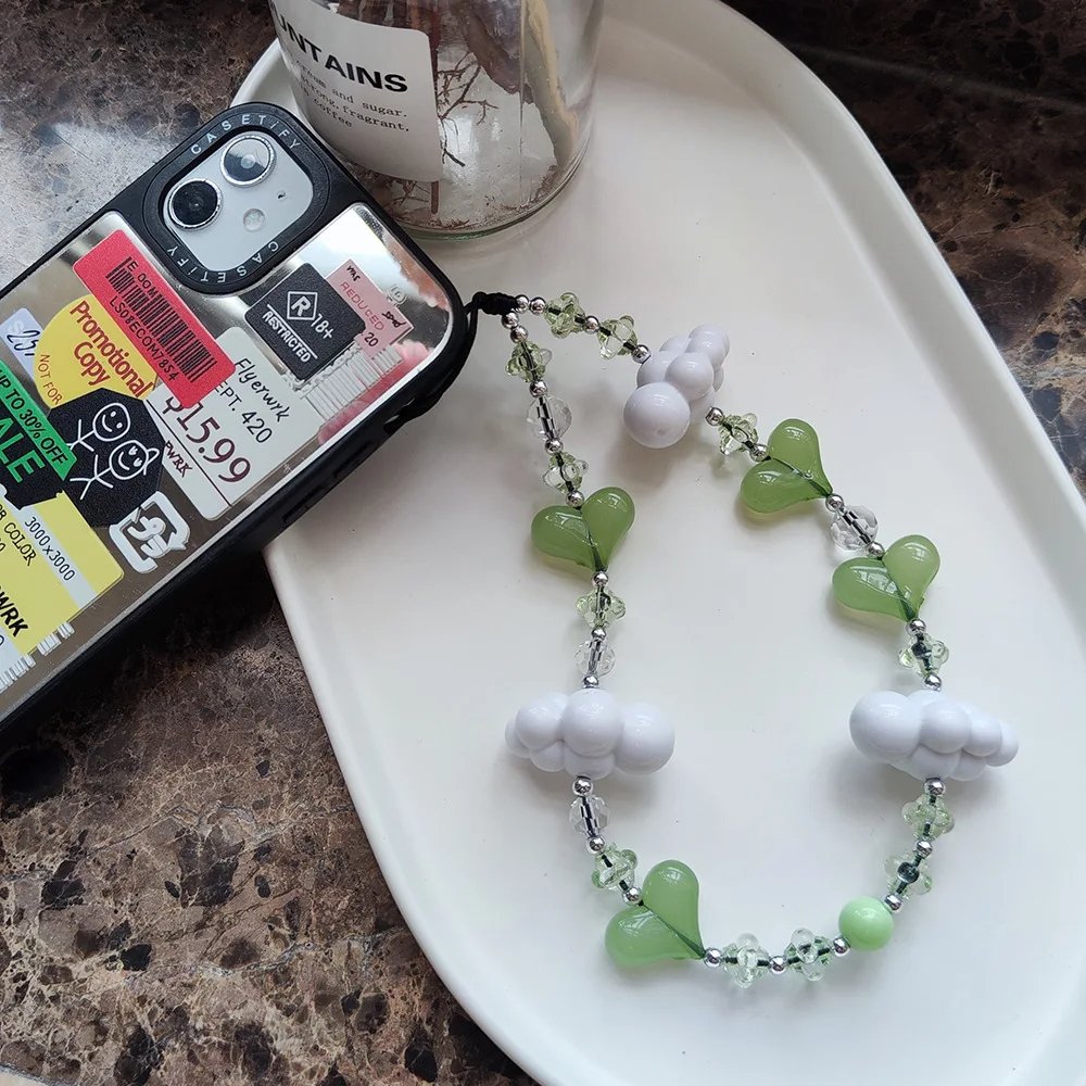 Wholesale Love Heart Phone Straps Clouds Phone Charm Y2K String Cellphone Jewelry