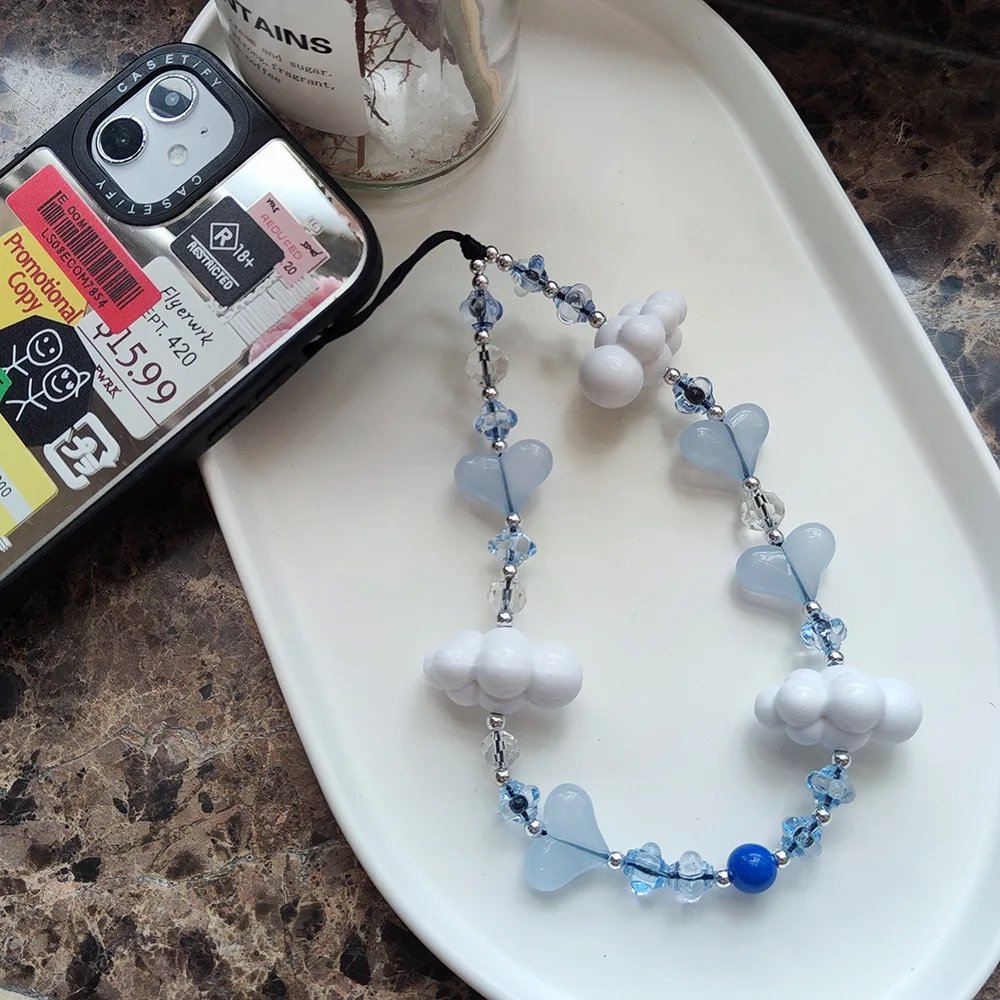 Wholesale Love Heart Phone Straps Clouds Phone Charm Y2K String Cellphone Jewelry