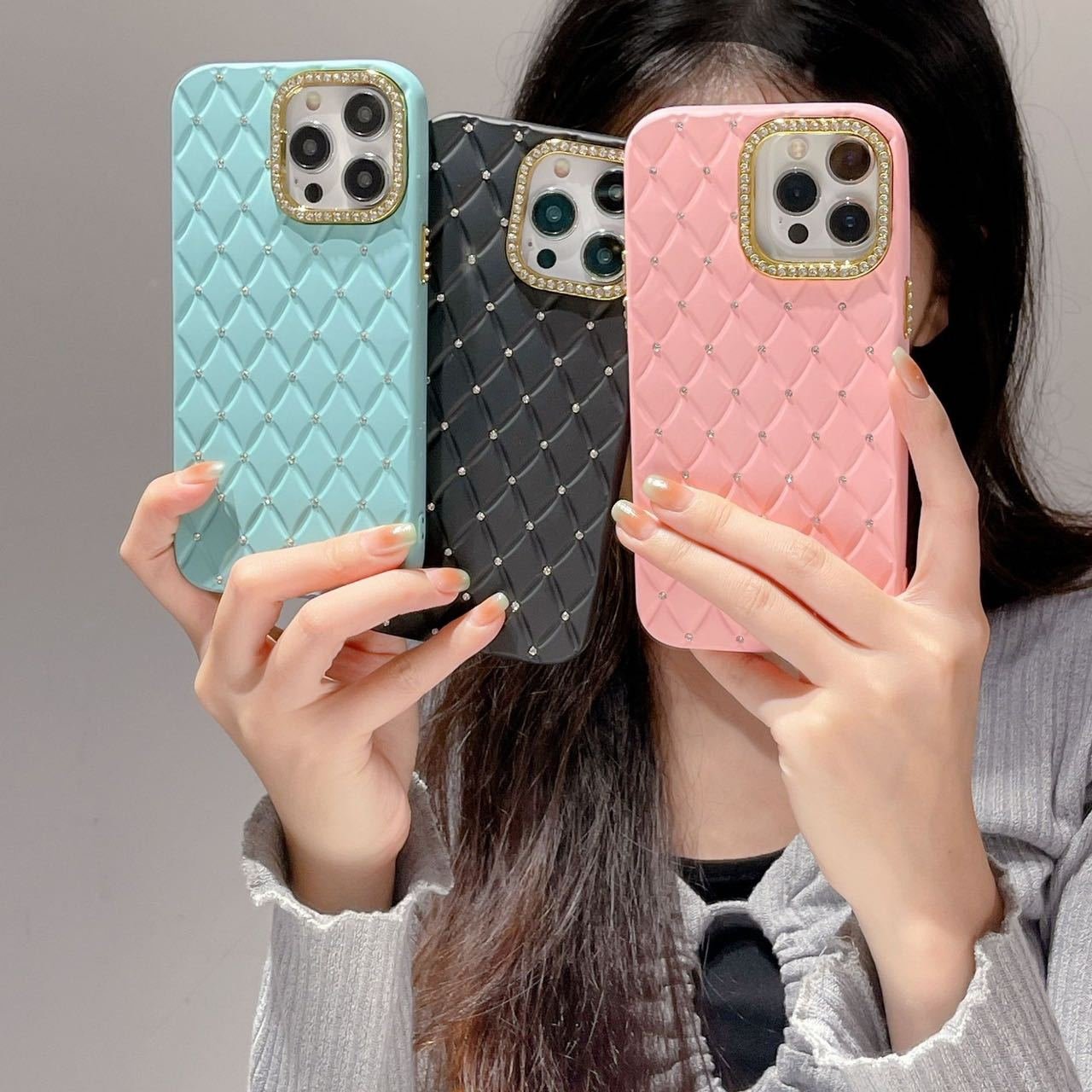 Luxury Diamond argyle Silicone Mobile Phone Case For iPhone 16 15 14 13 12 11 Pro max Fashion bling TPU Shockproof Back Cover