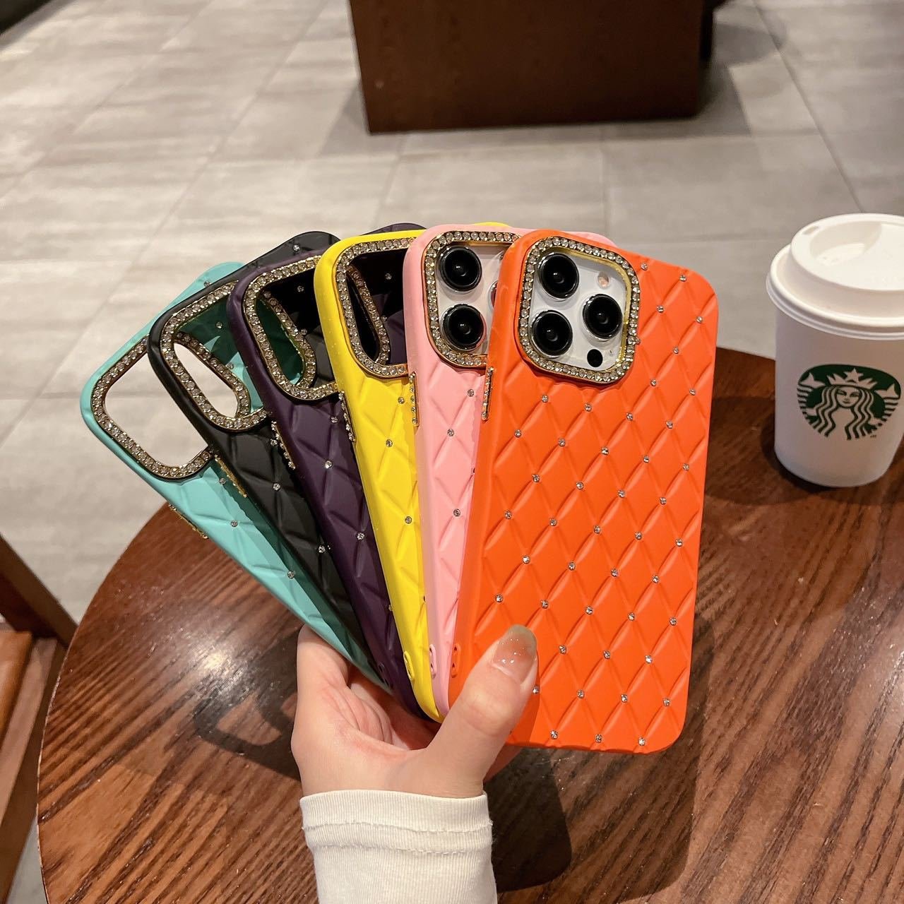 Luxury Diamond argyle Silicone Mobile Phone Case For iPhone 16 15 14 13 12 11 Pro max Fashion bling TPU Shockproof Back Cover