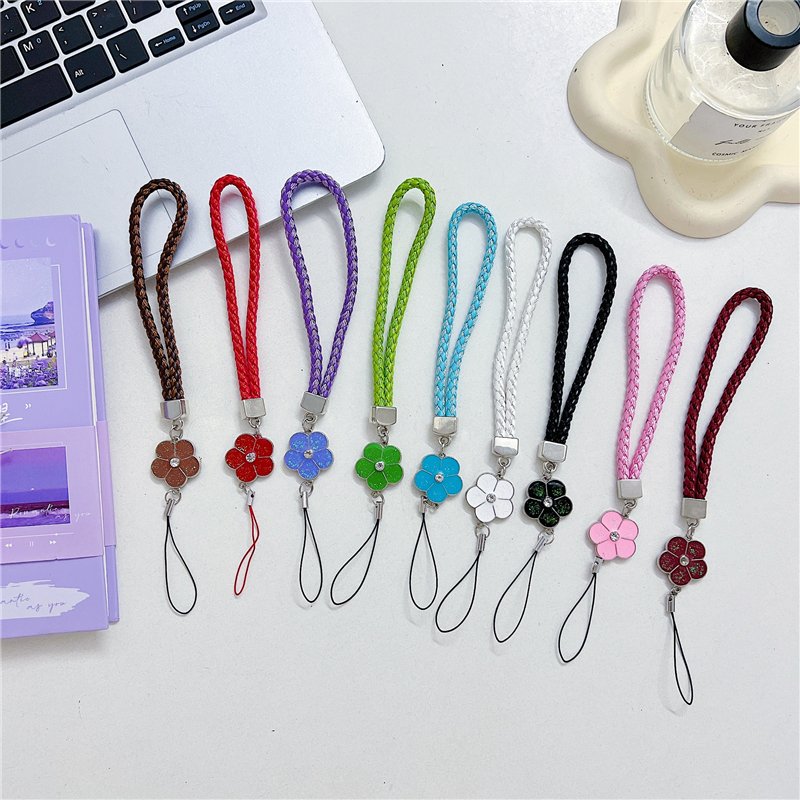 Gadgets Mobile Phone Clover Strap Braided Hand Wrist Lanyard For USB Flash Drive ID Card Universal Weave Rope Short Keychain