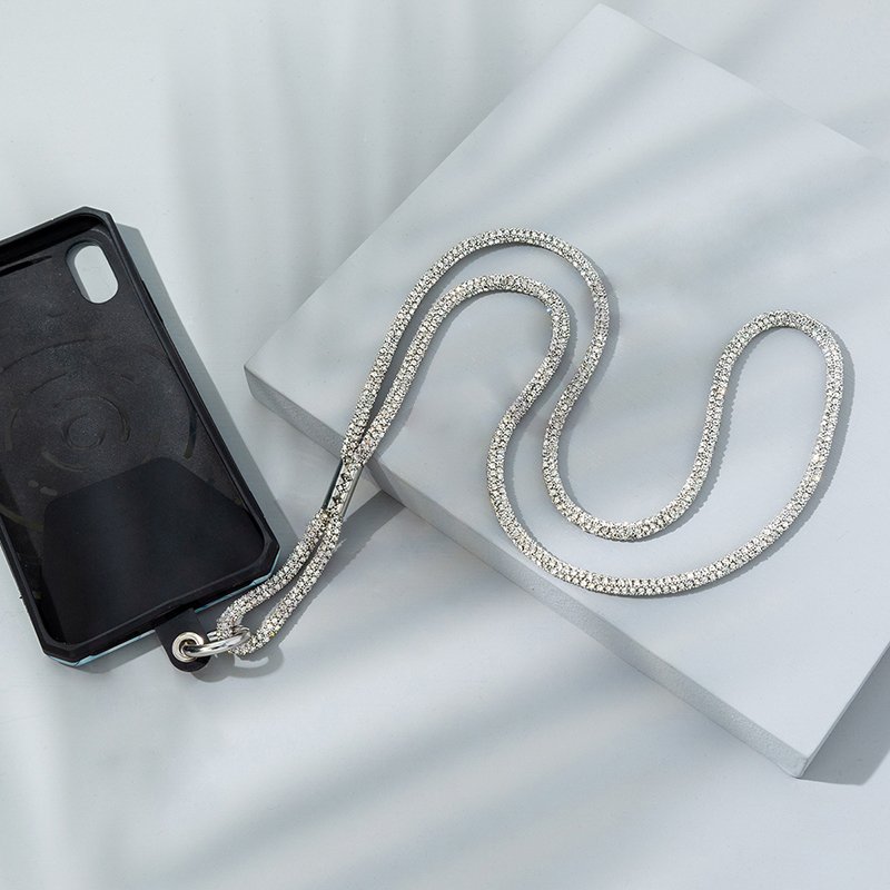 Diamond Cellphone Lanyard Pearl Crystals Mobile Chain 84cm Bling Bling Phone Neck Strap For All Smartphone Straps with Patch