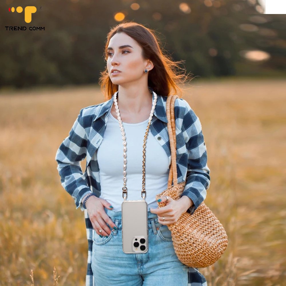 Handmade Pearl Phone Strap Stylish Trendy Cellphone Lanyard with Charm Chain Long Mobile Phone Strap