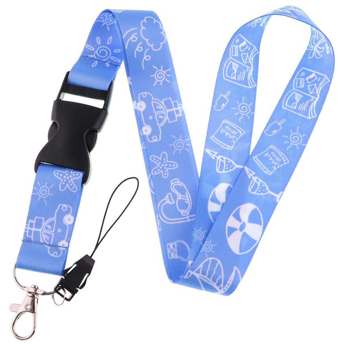 Personalized Custom Printing Logo Blank Polyester Lanyard With Seatbelt Buckle ID Card Holder Rope Mobile Phone Lanyard