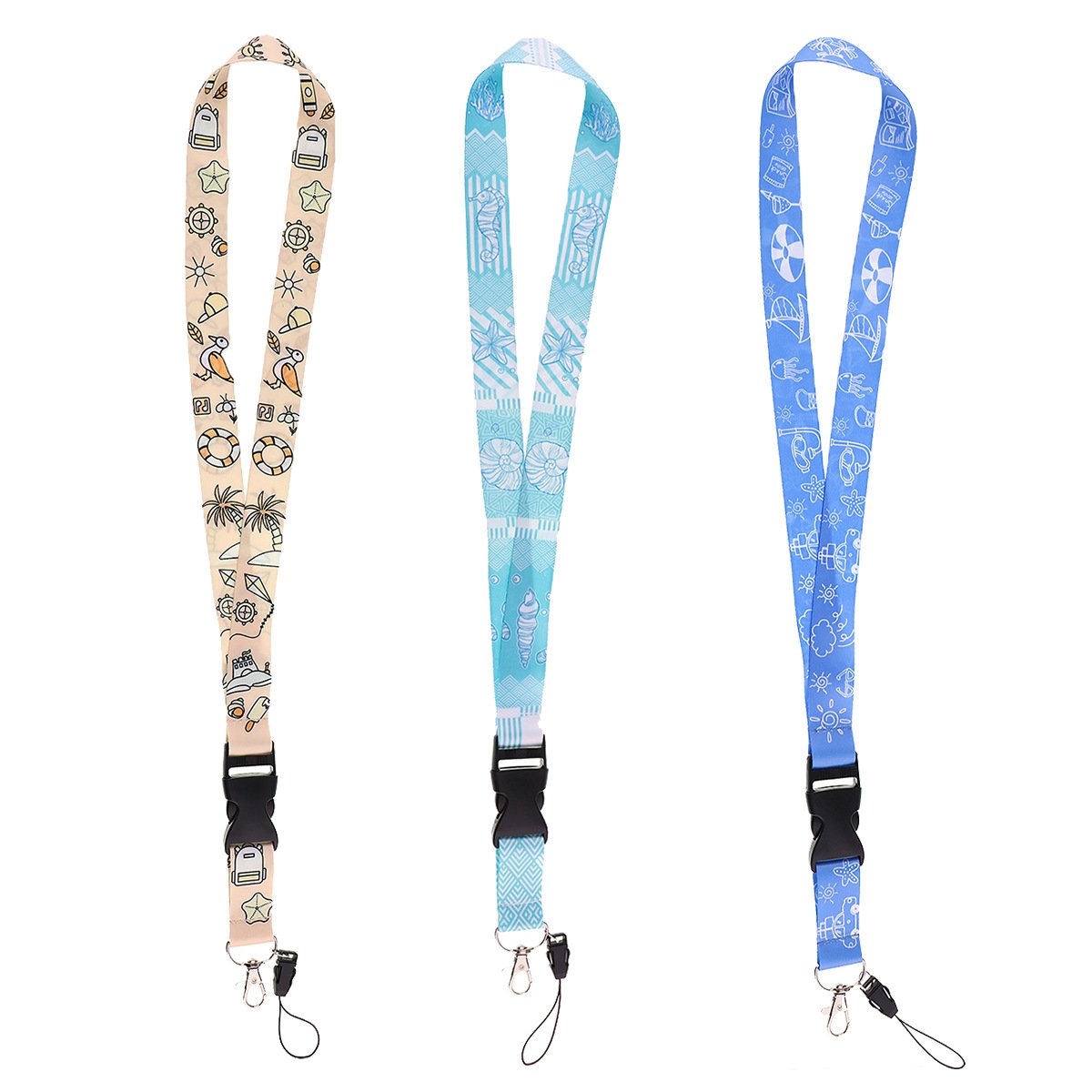 Personalized Custom Printing Logo Blank Polyester Lanyard With Seatbelt Buckle ID Card Holder Rope Mobile Phone Lanyard