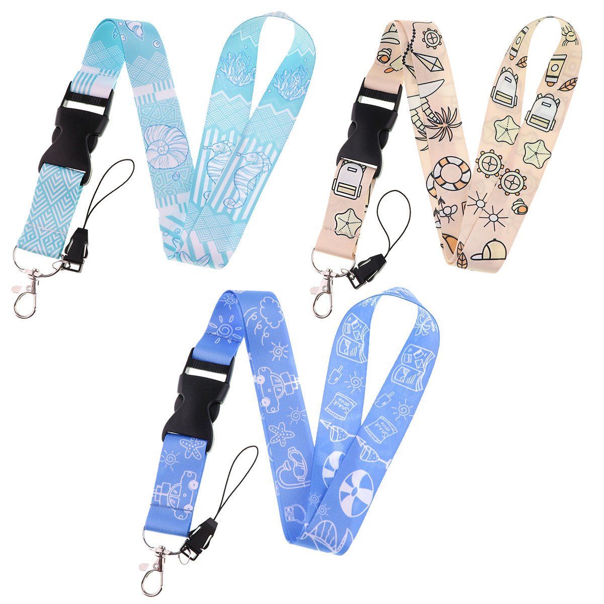 Personalized Custom Printing Logo Blank Polyester Lanyard With Seatbelt Buckle ID Card Holder Rope Mobile Phone Lanyard