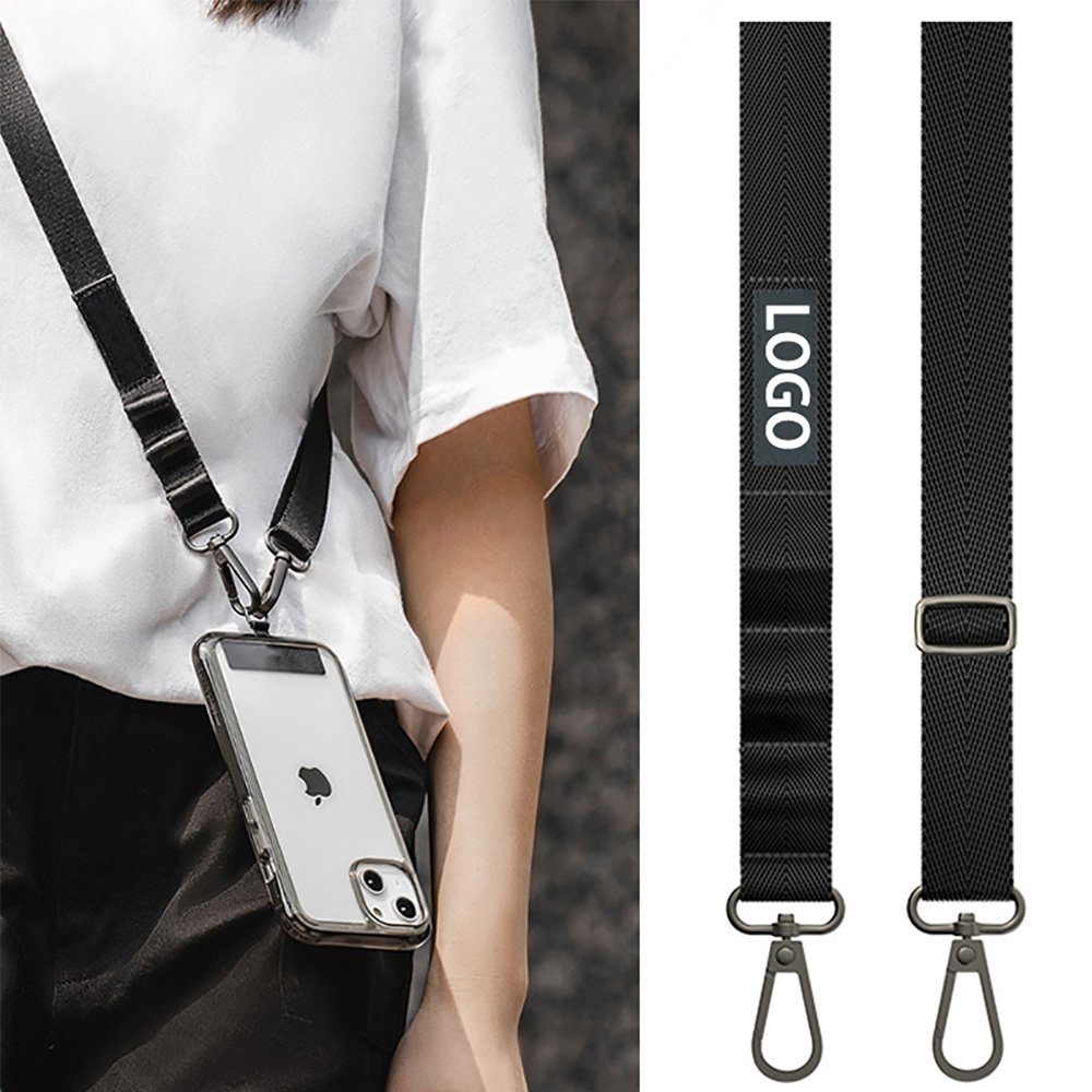 Universal Crossbody Mobile Phone Lanyard Adjustable Dacron Necklace Cell Phone Strap With Detachable Patch