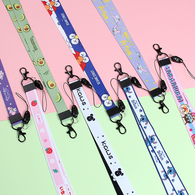 Heat Transfer Lanyard Cartoon Neck Lanyard Anti-Losing License Certificate Removable Metal Buckle Mobile Phone Lanyard