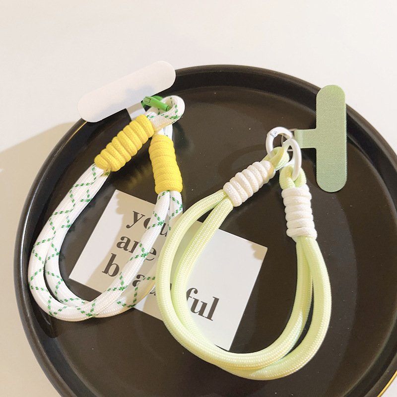 GT 2024 New Cell Phone Lanyard Colorful Nylon Braided Wristband CCB Camera Clip Piece Double Chain Keychain Accessories